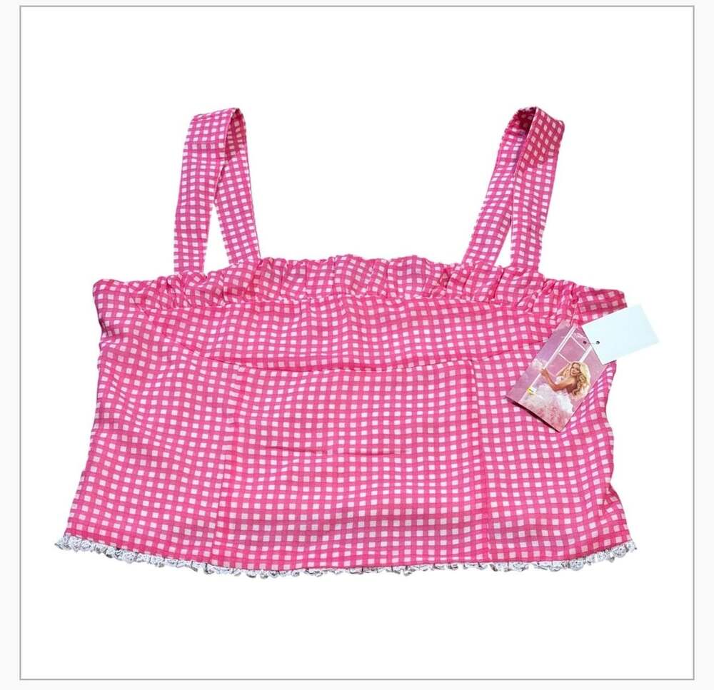 Megan Moroney Gingham Cropped Top Size XL/EG Pink White